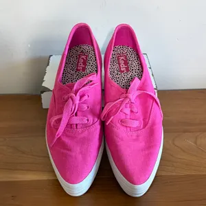 Keds Triple Up Neon Pink Linen Platform Sneakers WF67959 Womens 7 thumbnail 3