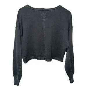 Aerie Beach Party Cropped Sweatshirt Women Sz‎ S Gray Oversized Boho thumbnail 2