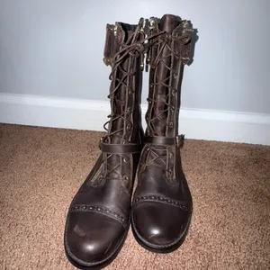Love Moschino Brown Combat Boots Lace Up Euc Size 40 Us 9.5‎ thumbnail 3