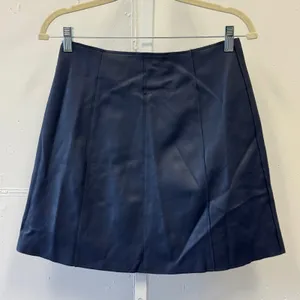 Eleven‎ Paris Navy Blue Faux Leather Mini Skirt A-Line Panel 17F2SK08 Women's Sm thumbnail 2
