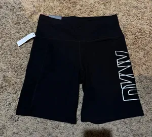 DKNY Black High-Rise Bike Shorts with Logo thumbnail 1