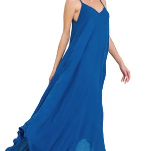 Zenana Woven Crinkle Cami Maxi‎ Dress with Side Pockets thumbnail 2