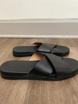 Madewell The Louisa Crisscross Slide Women’s Size 10 Black Leather Sandals thumbnail 3