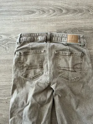 American Eagle Stovepipe Jeans Womens 2 Brown Taupe High Rise Straight Stretch thumbnail 10