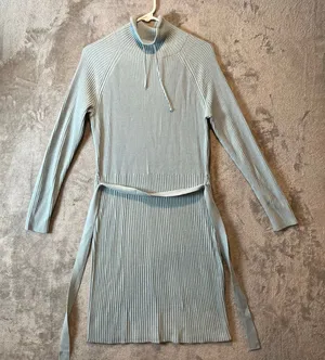 Etcetera Ribbed Knit Midi Sweater Dress Size Large Wool Blend Blue‎ New *Flawed thumbnail 1