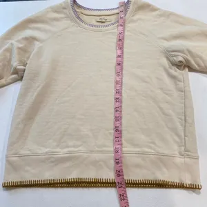 Madewell Cream Sweatshirt Small Contrast Stitch Thumbhole Pullover thumbnail 7