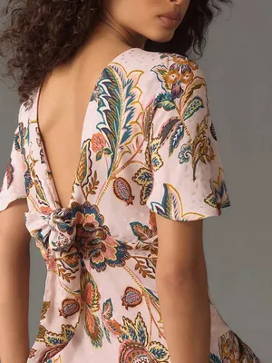 Kachel x Anthropologie Flutter-Sleeve Slip Dress Pink thumbnail 4