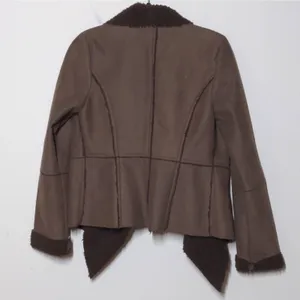 Flying Tomato Open Front Jacket Brown Long Sleeve Faux Fur Collar Penny Lane M thumbnail 5