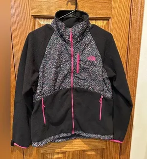 The North Face Zip Up Fleece Jacket Black Hot Pink Size Medium thumbnail 1
