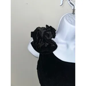 TFNC London Black Velvet Sheath Dress‎ Ruffle Shoulder Cocktail Party S thumbnail 3