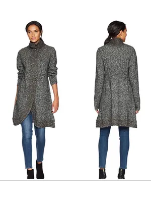 Prana Angelica Duster Cardigan, Wool Mohair Blend, Long Line, Heather Charcoal thumbnail 2