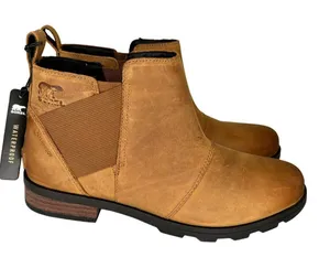SOREL Emelie Chelsea Boots Waterproof Camel Brown‎ Leather Women’s Size 10 thumbnail 1