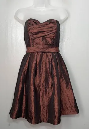 Mystic Brown Taffeta Strapless Dress Size S Prom Homecoming Dance HOCO Mini Y2K thumbnail 1