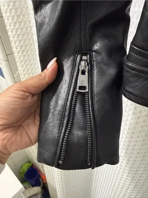 Elodie Women’s Black Faux Leather Moto Biker Jacket Women's Zip Front Size XS thumbnail 8