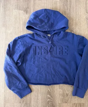 Say What? Blue "Inspire" Embossed Cropped Hoodie thumbnail 1