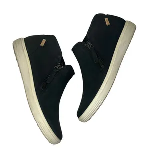 ECCO Soft 7 Tred Zip Booties Black Nubuck Leather High‎ Top Sneakers 430243 thumbnail 1