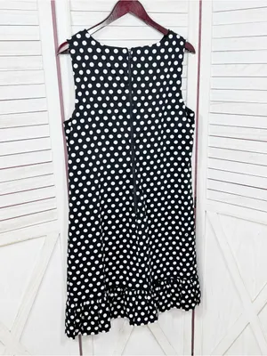 Betsey Johnson Polka Dot Ruffle Hem Sleeveless Sheath Dress Black White 14 thumbnail 9