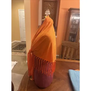 Unbranded Fringed Shawl Orange Wrap thumbnail 6