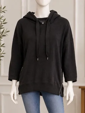Aerie Womens Hoodie Charcoal Gray Side Zip Oversized Extra Small thumbnail 1