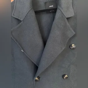 Mango wool coat oversized charcoal long handmade lapel vneck collar pockets thumbnail 9