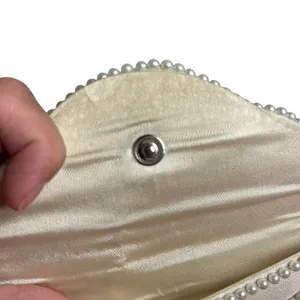 VTG 50s Pearl Beaded Clutch Japan White Evening Bag Glam Coquette Bridal Wedding thumbnail 9