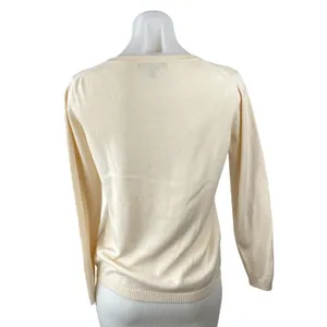 Banana Republic Women's Cream Long Sleeve Crew Neck Knit Sweater Top Size S thumbnail 4