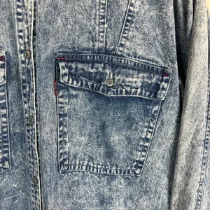 Vintage 80s Levis Sportswear Acid Wash‎ Denim Button Up Shirt Small Sequin Bow S thumbnail 5