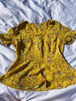 Monteau yellow floral blouse shirt thumbnail 1
