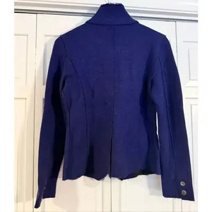 Eileen Fisher felted wool three button blazer cardigan size small blueish purple thumbnail 5