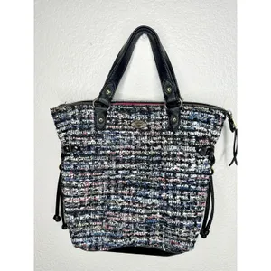 Juicy Couture Satchel Bag Womens Medium Multicolor Tweed Sequin Top Handle Lips thumbnail 2