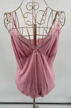 Vintage Victoria’s Secret Angel Pink Lace Cami Tank Top Y2K Spaghetti Strap M thumbnail 1