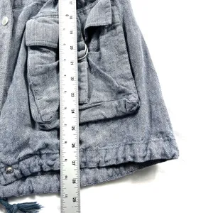 Free People Y2K Blue Herringbone Parka Jacket Size 6 Cotton Vintage Fall thumbnail 9