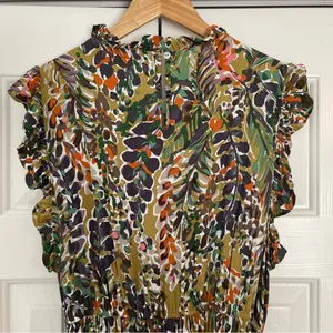 Jodifl Floral Mini Dress Sz 1X Ruffle Tiered Belted Waist Earthy Boho thumbnail 10