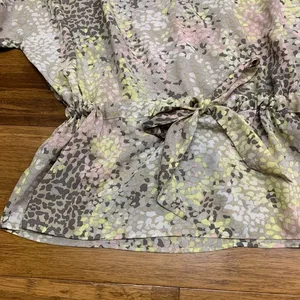 Ann‎ Taylor Blouse Womens Small Floral Tie-Waist Lightweight Short Sleeve Top thumbnail 3