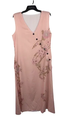Women’s Blush Pink Floral Sleeveless Faux Wrap Maxi Dress Size Medium thumbnail 1