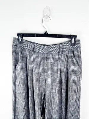 HALARA Gray Plaid Ultra High Rise Wide Leg Pockets Pull On Pants Trousers Large thumbnail 7