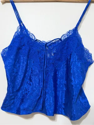 Victoria’s Secret Royal Blue Babydoll Lace Tank Top Size Medium Y2K 90s 2000s thumbnail 4