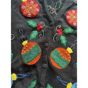 Bobbie Brooks‎ Christmas Sweater Vest Ornaments Embroidered Women Size Medium thumbnail 6