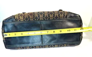 Fossil Brown Black Monogram Jacquard Leather Satchel Bag Y2K thumbnail 11