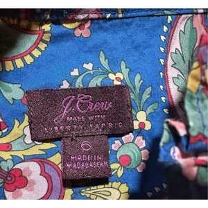 J. Crew‎ Liberty Floral Belle Ruffle Neck Top in Flora Belle Blue Multi Sz 6 thumbnail 6