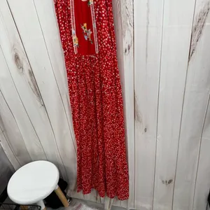 Cure Women’s Large Red Floral Maxi Dress thumbnail 2