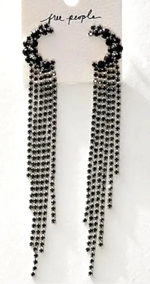 Free People You Make Me Feel Like Dancing Dangles Moon Earrings Silver Onyx NWT thumbnail 1