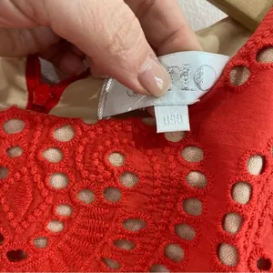 Jarlo NWT Anika Orange Eyelet Cocktail Dress Puff Sleeve Ruffle‎ Hem Sz 0 thumbnail 5