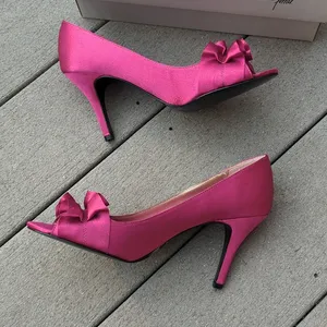 NWT Jacqueline Ferrar Satin Tiffany Peep Toe Heels | Satin Peep Toe Heels thumbnail 7