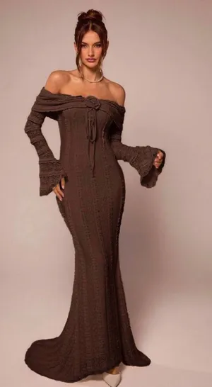 SheIn Brown maxi dress thumbnail 1