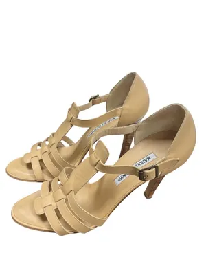 Manolo Blahnik womens italian handmade beige leather 4" heels sz 10/40 SKU 10740 thumbnail 4