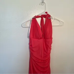 Vintage Betsy & Adam by Linda Bernell Women's Halter Dress Pink Maxi Dress Prom thumbnail 3
