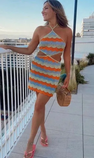 ZARA Cut Out Crotchet Dress thumbnail 1