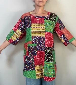 Vintage 60s bandana patchwork print tie-back apron top by Design House thumbnail 1