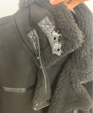 Zara black suede shearling moto jacket thumbnail 4
